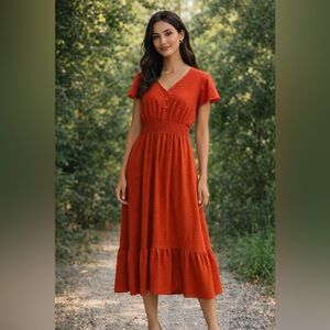 Elegant Rust Maxi Dress